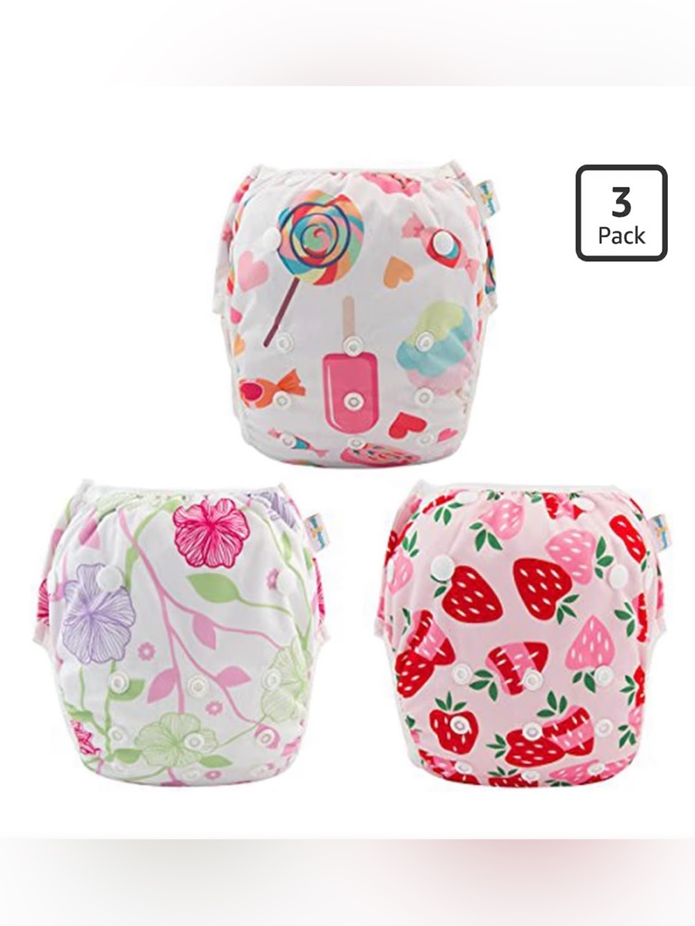 NWOT Babygoal Adjustable Reusable Swim Diapers 3-Pack Fits 6mo - 3 yrs